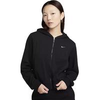 耐克黑色针织夹克女法式毛圈运动服连帽宽松跑步外套