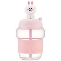 膳魔师（THERMOS）夏季玻璃杯吸管水杯LINE FRIENDS联名可爱泡泡花朵泡芙杯子 【泡泡杯】粉色CONY