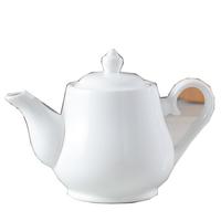 酒店大容量茶壶大号单壶白瓷中式陶瓷圆形咖啡花茶具 京臣纯白咖啡壶创意茶壶欧式凉水壶酒店家用商用陶瓷壶 小号金钟壶 800ml