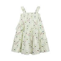 马·拉丁（M.Latin）/童装儿童连衣裙夏菱形格荷叶边A型吊带连衣裙 花白色 140cm