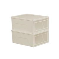 爱丽思 翻盖式透明鞋柜大号收纳盒 2个装