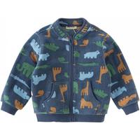 戴维贝拉（DAVE＆BELLA）春秋男童外套儿童男春装婴儿男孩棒球服秋冬摇粒绒夹克男装上衣 动物印花DB396-X 90 cm(3T(身高80-90cm)) 90cm(3T(身高80-90cm))