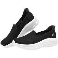 斯凯奇（Skechers）浅口一脚蹬懒人鞋柔美蕾丝单鞋女士159287 黑色/BLK 35