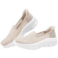 斯凯奇（Skechers）浅口一脚蹬懒人鞋柔美蕾丝单鞋女士159287 自然色/NAT 35