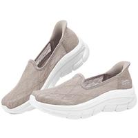 斯凯奇（Skechers）浅口一脚蹬懒人鞋柔美蕾丝单鞋女士159287 灰褐色/TPE 36