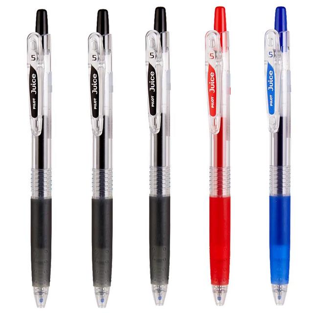 百乐 juice果汁笔用中性笔速干水笔按动式大容量学霸刷考题考试用笔可替换芯 黑1蓝1红1支0.5mm