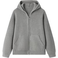 森马 Semir外套女纯色落肩宽松夹克慵懒风2024冬季软糯连帽开衫百搭 花灰色调00400 150/76A/XS