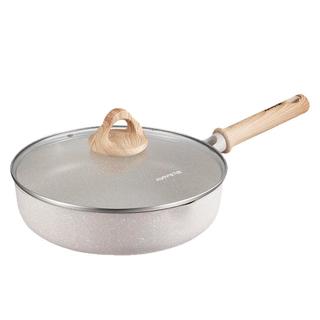 九阳平底锅煎锅不粘锅家用牛排煎锅麦饭石色不粘电磁炉煤气灶 28CM-带盖-CF173 28cm
