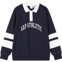 Gap男童春秋2024款复古学院风POLO领卫衣儿童装洋气上衣891593