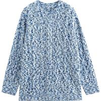 初语蓝色彩点花纱针织衫女2025年春季慵懒浪漫蓬松云朵大毛衣 天蓝色 M