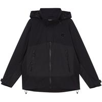 杰克·琼斯(JACK&JONES)男装风衣外套男春秋款短款风衣休闲折叠连帽防风领户外透衣服 黑色 M 175