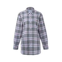 BURBERRY博柏利女士蓝灰色格纹多扣领长袖衬衫80742151