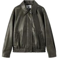 森马 Semir外套女翻领宽松酷飒风高街2024秋复古质感PU仿皮夹克潮酷 黑色调00399 165/88A/L