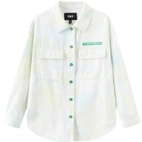 森马 Semir牛仔外套女中长款设计感女装酷个性小众春宽松翻领上衣炸街 绿色调00344 155/80A/S