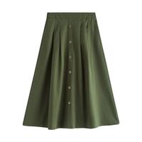 纯棉高腰法式复古半身裙2025春秋款显瘦甜美中长a字裙子