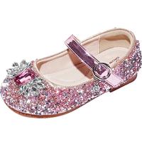 斯纳菲女童皮鞋春秋爱莎公主鞋儿童水晶鞋中大童演出鞋软底鞋公主粉29 公主童话粉 29 (脚长17.7cm)
