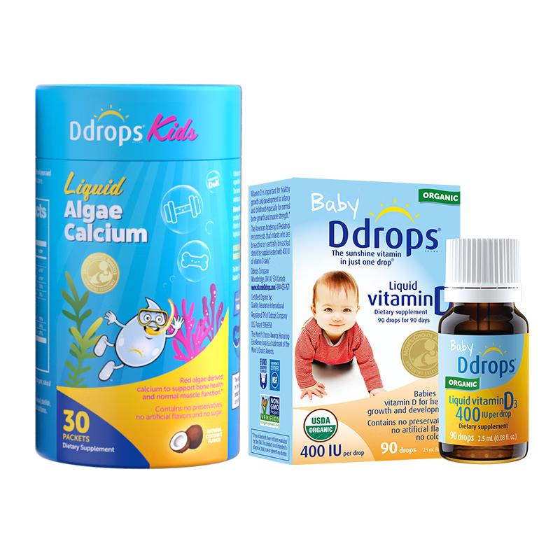 Ddrops 婴幼儿童复合维生素d3 400iu+钙镁锌液体钙套装