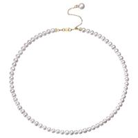 meluxe美奈 18K金淡水小米珠珍珠项链圆形强光锁骨链  4-4.5mm，珍珠尾链