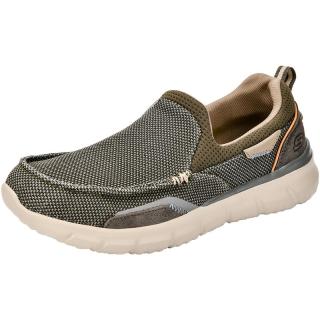 斯凯奇（Skechers）男鞋休闲鞋百搭时尚帆布鞋舒适复古一脚蹬 橄榄绿-465 45