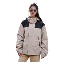 天伦天冲锋衣夹克男女士装秋冬季三合一宽松休闲外套防风防水登山服 象牙白单层【男女同款】 L 象牙白【男款】