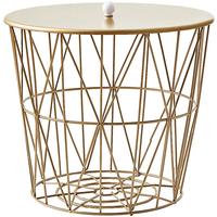 全友家居茶几现代简约铁艺储物茶几圆形金属风客厅阳台小茶几KS 白色收纳茶几