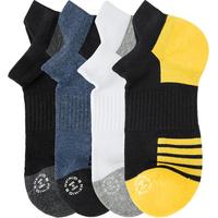 七面（QIMIAN）短款杜邦抗菌防臭新疆棉男袜吸汗毛巾袜护足精梳棉活色印染3双装 黑拼黄（3双装）