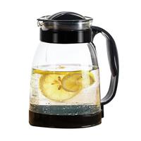 GIANXI凉水壶家用夏季冷水壶耐高温防摔花茶果汁壶耐热玻璃泡茶壶 2L 大容量2000ml黑色