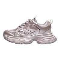 KAPPA卡帕女鞋厚底运动鞋透气鞋子女夏季复古增高休闲鞋网面老爹鞋 金色 35