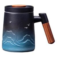 了文创 故宫泡茶杯 茶水分离杯陶瓷马克杯礼盒文创男士 千里江山泡茶杯