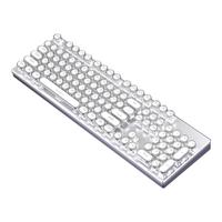 美尚E族朋克三模机械键盘鼠标套装2.4g无线键鼠台式电脑笔记本USB有线办公电竟吃鸡游戏蓝牙外设背光 104键金属银【青轴-三模】白光 三模