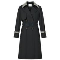 JZ玖姿时尚格纹拼接通勤风衣女装秋季休闲OL风户外感外套