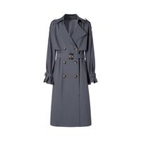 旗下安娜蔻系列经典廓形工装风驳领腰带肩章风衣女2024春季