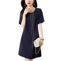 莎妮朵罗大码女装2025夏季拼接百褶裙子女宽松显瘦圆领连衣裙 20177 图片色-7天 5XL180-200斤穿着