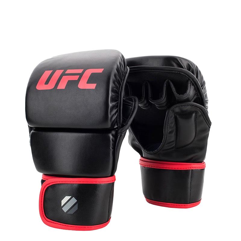UFC MMA 半指拳套综合格斗散打拳击手套男女儿童初学者入门级拳套8OZ 8OZ-黑色-初学拳手适用 L/XL