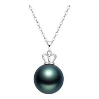 meluxe美奈 大溪地黑珍珠吊坠单颗海水珍珠皇冠吊坠 母亲节 【绿系微微瑕】10-10.5mm，18K金