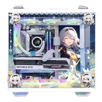 华硕 ASUSTUF GT502弹药库海景房机箱 常规无界版主题BTF背插天选吹雪姬动漫灯板台式机电脑机箱 耿鬼主题(黑机箱+灯板)