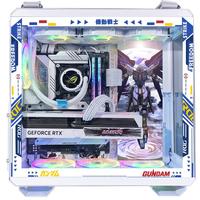 华硕 ASUSTUF GT502弹药库海景房机箱 常规无界版主题BTF背插天选吹雪姬动漫灯板台式机电脑机箱 自由高达强袭主题(白机箱+灯板)