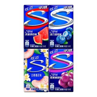 炫迈无糖口香糖 西瓜蓝莓白桃葡萄味28片50.4g*4盒三八糖果零食 西瓜蓝莓+白桃葡萄 共4盒