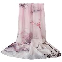 上海故事丝巾高档100%纯真丝围巾女春秋披肩  清雅竹韵 墨粉