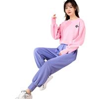 春秋女运动休闲减龄套装女两件套时尚宽松休闲卫裤+卫衣运动服