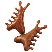 领臣四合一多功能按摩梳头部经络梳檀木梳子宽齿梳大齿梳 1个装