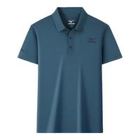美津浓 Mizuno户外POLO衫男宽松翻领短袖男士透气冰丝短T恤 灰绿色 2XL 