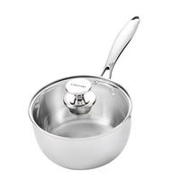 凌丰316L不锈钢奶锅无涂层辅食锅小煮锅电磁炉燃气灶可用 18cm单柄