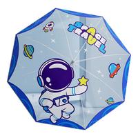 左都(ZUODU)儿童雨伞直柄透明男童女童7-12岁小孩儿小宝宝长把卡通直柄伞 探险宇航员【趣味滚轮+天使环】