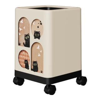 BEYYIT 可移动卡通可爱卫生桶带轮 大号圆形垃圾桶