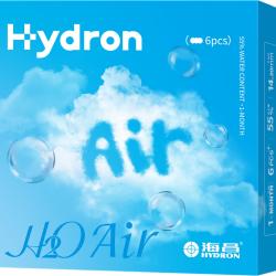HYDRON H2O Air月抛隐形眼镜6片装 透明近视眼镜高效透氧 聚焦高清 300度