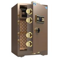 虎牌保险柜办公家用隐形全钢防盗柜大型单双门密码指纹WIFI远程财务自用小型保险箱衣柜可入墙厚重夹万 60cm咖色 APP智控WiFi款【密码/指纹/远程解锁】