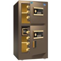 虎牌保险柜办公家用隐形全钢防盗柜大型单双门密码指纹WIFI远程财务自用小型保险箱衣柜可入墙厚重夹万 80cm咖色-(双门) APP智控WiFi款【密码/指纹/远程解锁】