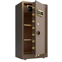 虎牌保险柜办公家用隐形全钢防盗柜大型单双门密码指纹WIFI远程财务自用小型保险箱衣柜可入墙厚重夹万 120cm咖色-(单门) 密码款【钥匙/密码】