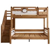 全友家居 实木高低床青少年原木风上下铺床家具1.35米 步梯款|1.35m上下床不含书架底抽